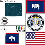 Map of state Wyoming, USA