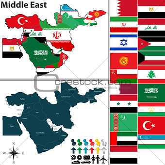 Political map of Middle East