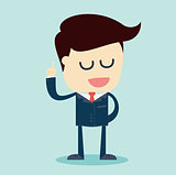 Cartoon Illustration of a Speaking Businessman with Arm Raised. Vector Illustration.