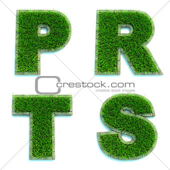 Letters P, R, T, S as Lawn - Set of 3d.