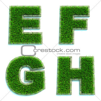 Letters E, F, G, H as Lawn - Set of 3d.