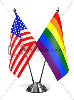 USA and Rainbow Gay Pride - Miniature Flags.