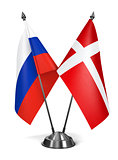 Russia and Denmark  - Miniature Flags.