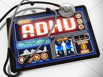 ADHD on the Display of Medical Tablet.