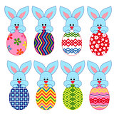 Eight little Bunnies with Easter eggs