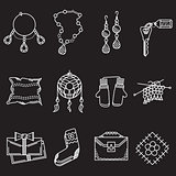 White line vector icons for handmade items