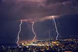 Beautiful lightning at night