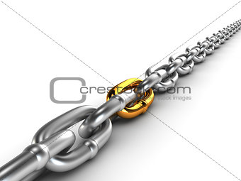 Chrome chain with a gold link