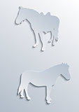 Two horses silhouettes in paper effect