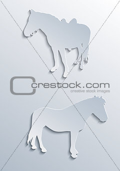 Two horses silhouettes in paper effect