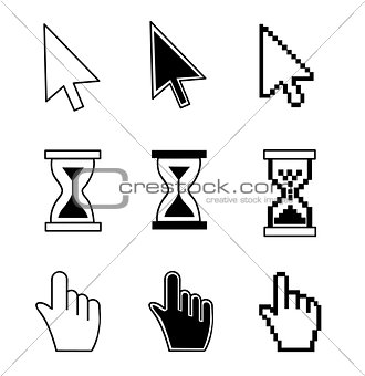 Vector illustration hand cursor hourglass