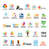 large set of vector logos social