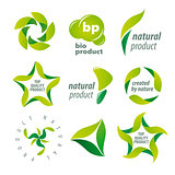 set of vector logos for organic natural products