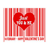 Happy Valentines Day barcode with heart inside