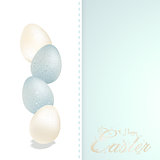 Easter blue and white speckled eggs and panel