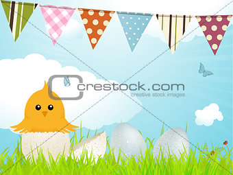Easter chick and bunting