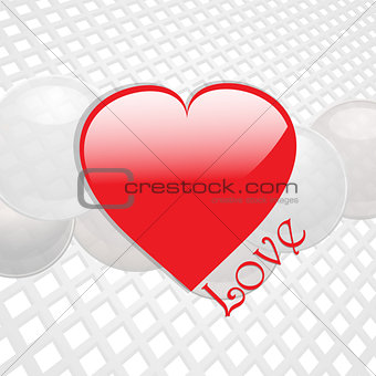 Love heart on white thecno background