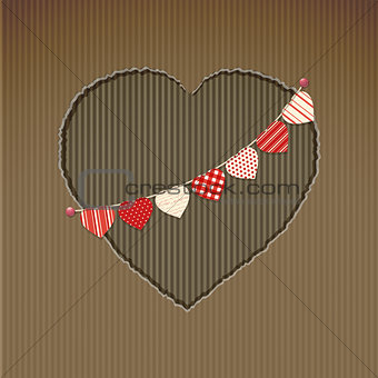 Valentine heart cardboard cut out with bunting