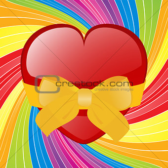 Valentine heart with bow on swirl background