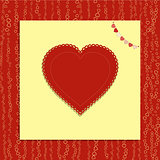 Valentine love heart with bunting on red background