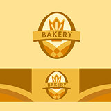 Vector logo for a bakery, macaroni factory. Image field and ears, the crown