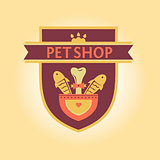 Vector logo for a pet store in heraldic style. Accessories for pets