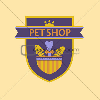 Vector logo for a pet store in heraldic style. Accessories for pets