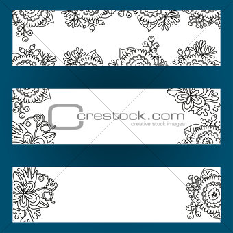 Floral banners set with flowers and berries
