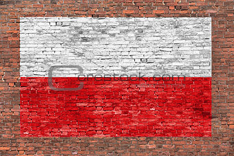 Flag of Poland painted on brick wall