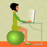 young woman sitting on fitness ball
