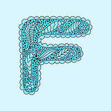 Cute letter F. Floral monogram F