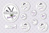 Set of labels for natural bath body products with lavender