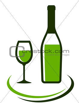 bottle and glass of white wine