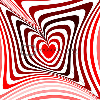 Design heart twisting movement illusion background