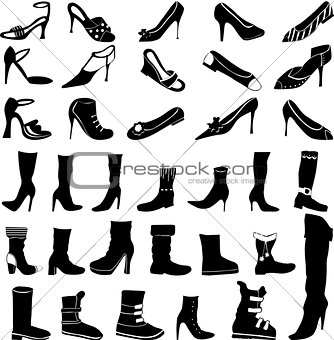 Set of vector Shoes silhouettes 