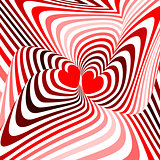 Design hearts twisting movement illusion background