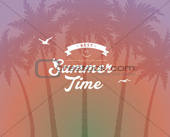 Palms silhouettes card background
