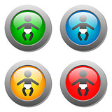 Baby icon set on glass buttons