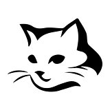 Stylized cat icon on white background