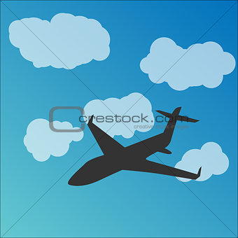 Plane silhouette in the sky