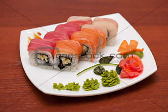Roll with cream cheese and salmon