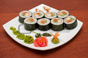 sushi rolls with crabs meat