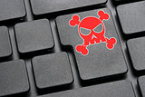 keyboard with red skull