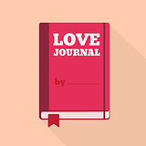 Flat Style Icon with Long Shadow. A love journal.