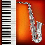 abstract grunge background with saxophone and piano