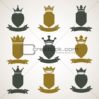 Heraldic royal blazon illustrations set - imperial striped decor