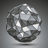 Deformed metallic object created from geometric figures, spatial