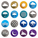 Weather icons vector set, simplistic symbols vector collections.