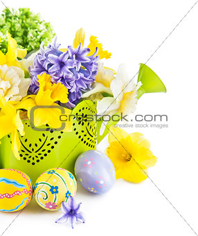 jpg2015020917393684992 Easter eggs with spring flowers in watering can