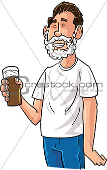 Cartoon beer drinker with Santa beard